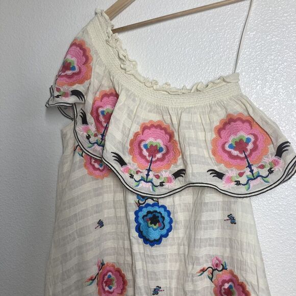 Plenty by Tracy Reese Dress Womens Small Embroidered Floral Boho Summer Pockets - Picture 4 of 16